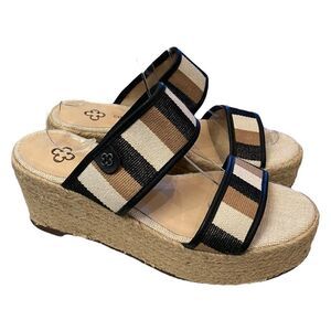 Capodarte Tamanco Women's Espadrille Wedge Striped Sandals 36